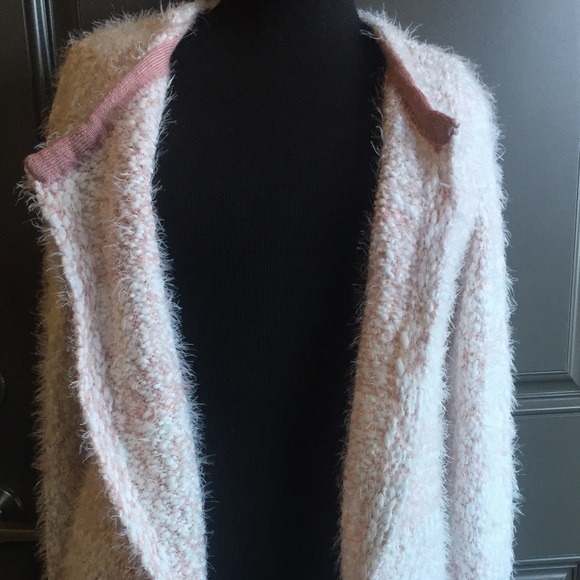 Cleo eyelash fluffy knit cardigan light pink EUC Sz S - Picture 3 of 13